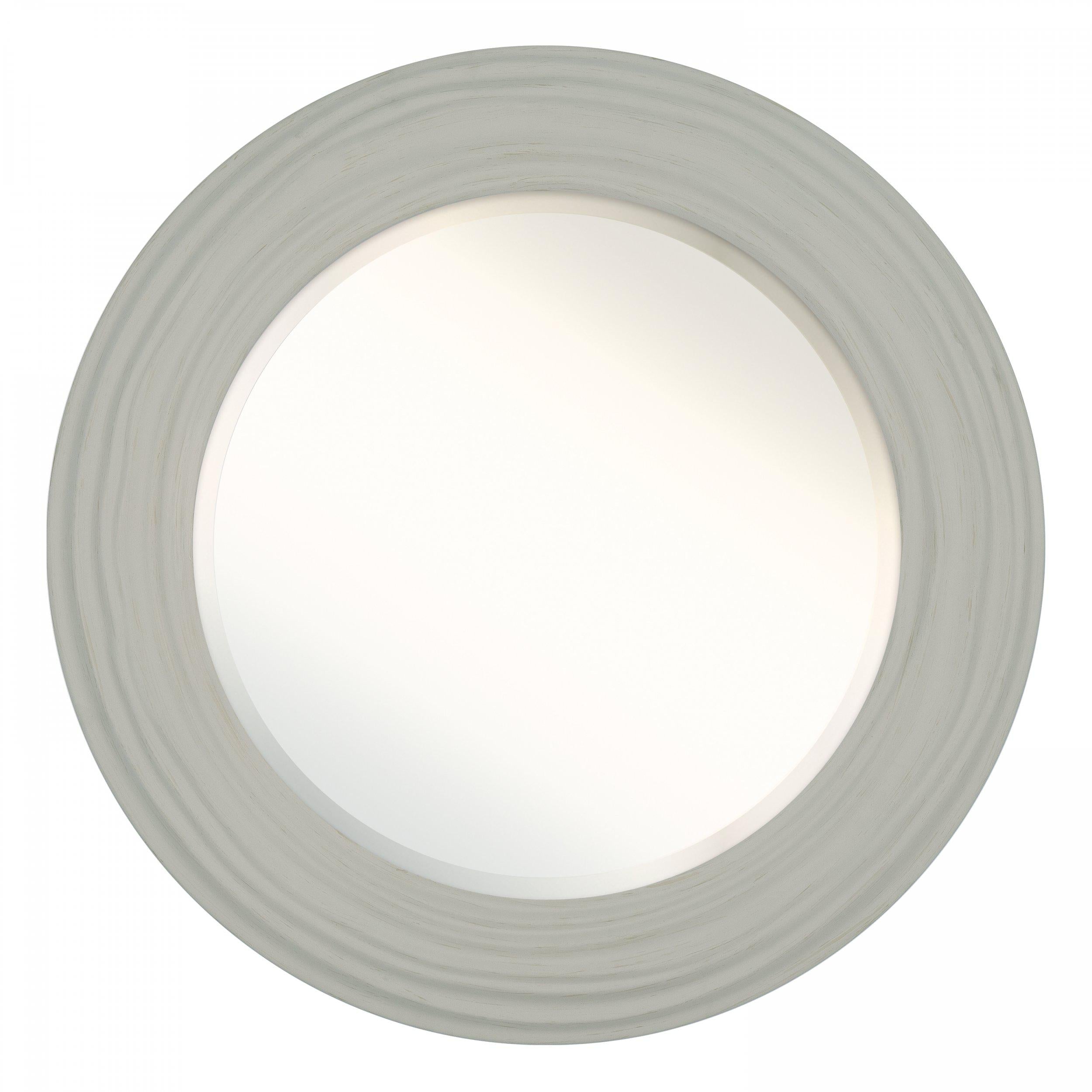 Boho Light Grey Round Wall Mirror
